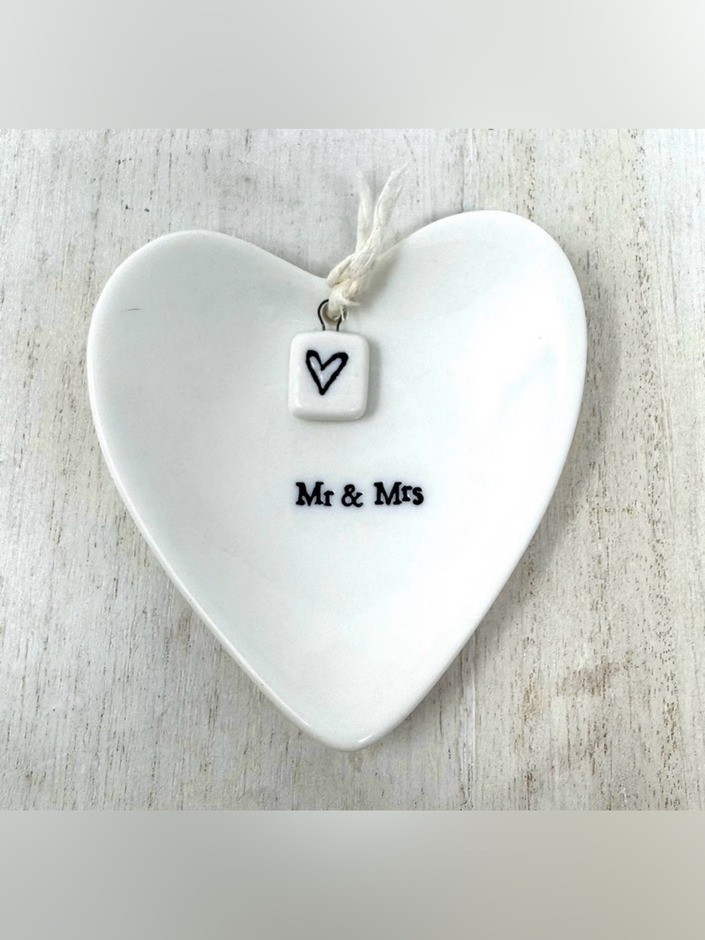 Mr. & Mrs. ceramic trinket heart